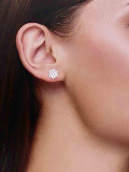 Kai Jewel - Sterling Silver Zircon Snowflake Stud Earrings