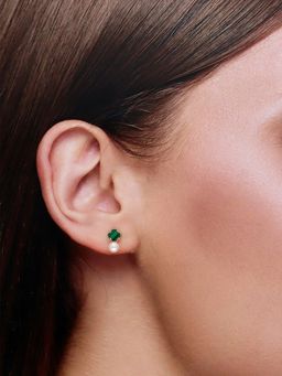 Kai Jewel - Sterling Green Clover Pearl Stud Earrings