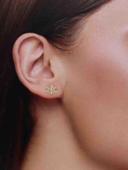 Kai Jewel - Sterling Gold Zircon Studded Tree Stud Earrings