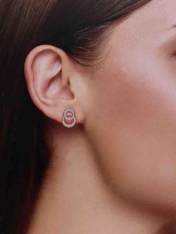 Kai Jewel - Sterling Rose Gold Studded Circle Stud Earrings