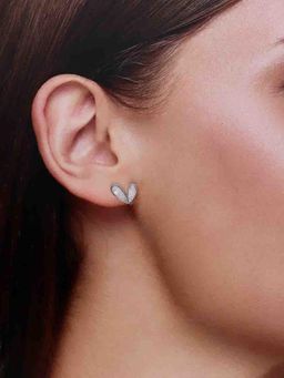 Kai Jewel - Sterling Peach Zircon Leaf Stud Earrings