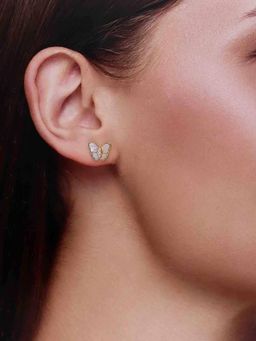 Kai Jewel - Sterling Peach Moon Stone Butterfly Stud Earrings