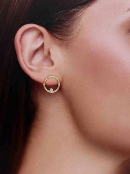 Kai Jewel - Sterling Silver Gold Zircon Studded Stud Earrings