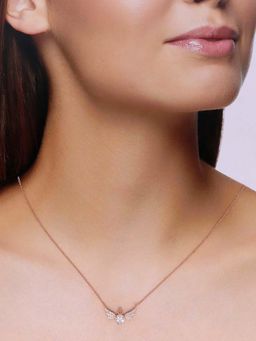 Kai Jewel - Sterling Silver Rose Gold Crown Heart Necklace