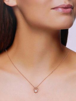 Kai Jewel - Sterling Silver Rose Gold Solitaire Brilliance Necklace