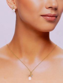 Kai Jewel - Sterling Silver Pink Twirl Pearl Necklace with Earring (Set of 2)