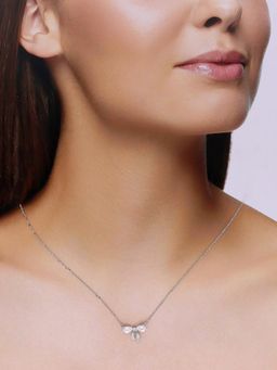 Kai Jewel - Sterling Lavender Zircon Studded Bow Necklace