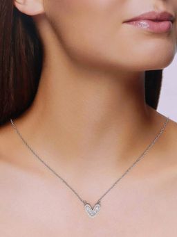 Kai Jewel - Sterling Silver Studded Heart Necklace