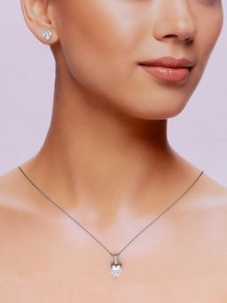 Kai Jewel - Sterling White Heart Solitaire Necklace