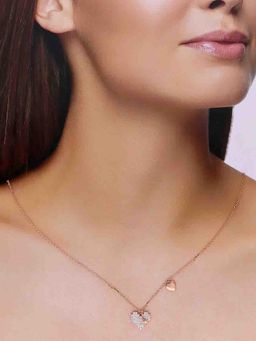 Kai Jewel - Sterling Rose Gold Crystal Heart Necklace