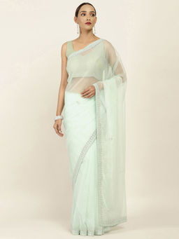 Soch - Embellished Organza Saree with Unstitched Blouse