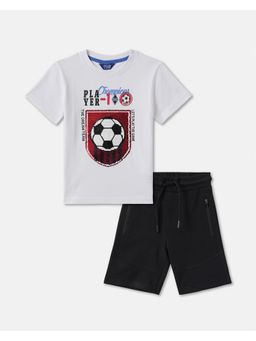 R&B - Boys Multi-Color Half Sleeves Round Neck Regular Fit T-shirt & Shorts