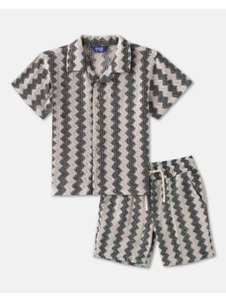 R&B - Boys Multi-Color Collar Neck Regular Fit Shirt and Shorts