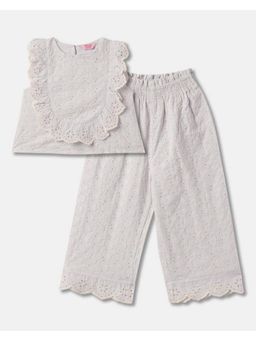 R&B - Girls Lavender Sleeveless Crew Neck Regular Fit Co-Ord Set