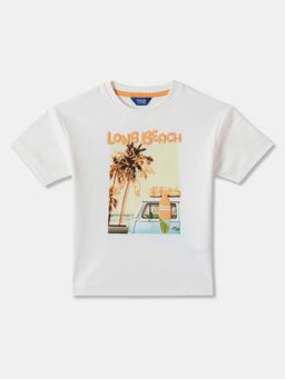R&B - White Boys Printed Half Sleeves T-shirt