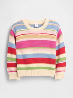GAP - Girls' Horizontal Stripes Pullover Crew Neck Sweater