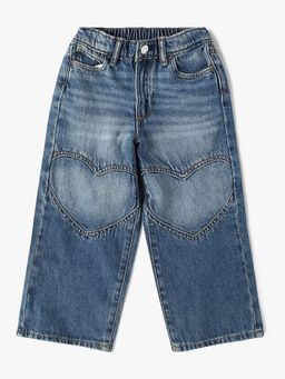 GAP - Girls Heart Printed High Rise Wide-Leg Jeans