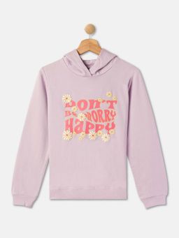 R&B - Girls Purple Printed Hooded Full Sleeves Co-Ord Set