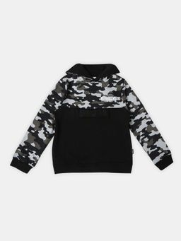 R&B - Boys Grey Printed Hooded Full Sleeves Co-Ord Set