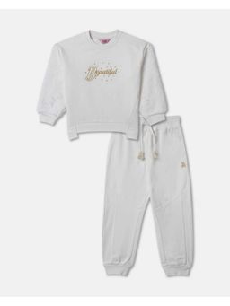 R&B - Girls Grey Full Sleeves Round Neck Relaxed Fit Co-Ord Set