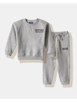 R&B - Boys Grey Full Sleeves Round Neck Relaxed Fit Co-Ord Set