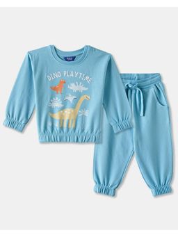 R&B - Boys Blue Full Sleeves Round Neck Relaxed Fit Co-Ord Set