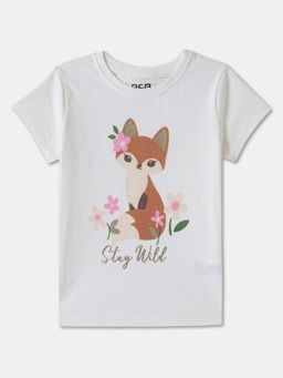 R&B - White Girls Printed Half Sleeves T-shirt