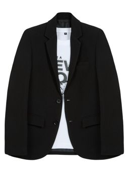 CHARCHIT - Boys Solid Blazer With T-Shirt - Black