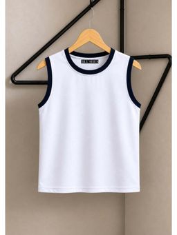 BLUSHES - 100% Cotton Knit Sleeveless Solid T-shirt - White