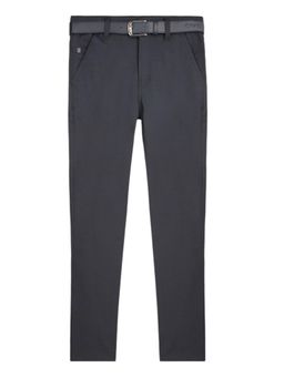 CAVIO - Boys Straight Solid Grey Pant With Belt