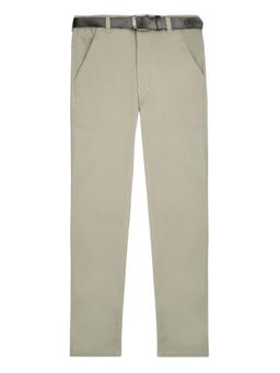 CAVIO - Boys Straight Solid Beige Pant With Belt