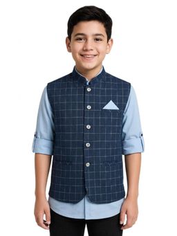 CHARCHIT - Boys Checks Nehru Jacket & Shirt