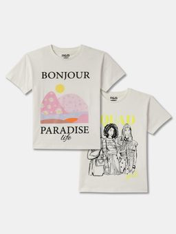 R&B - Grey Girls Printed Half Sleeves T-shirt