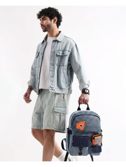 NO MORE - Pocket Cluster Denim Strobe Blue Backpack