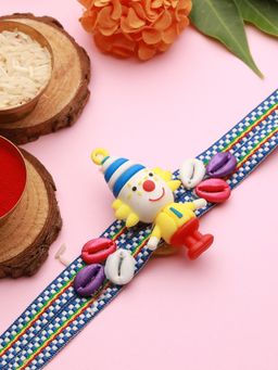 Saraf RS Jewellery - Blue Clown shaped Designer Ribbon Rakhi For Kids