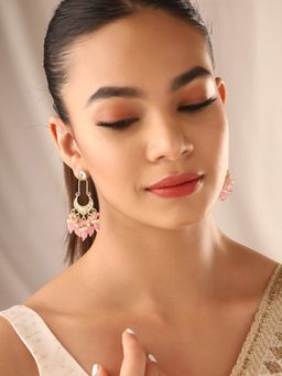 Priyaasi - Kundan Pink Beads Chandbalis