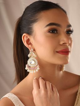 Priyaasi - Lilac Pearl Beads Elephant Kundan Earrings