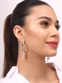 Priyaasi - AD Baby Pink Drop Earrings