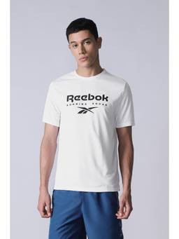 Reebok - Men White Printed Polyester Blend T-Shirt