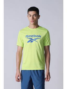 Reebok - Men Green Printed Polyester Blend T-Shirt