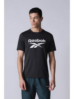 Reebok - Men Black Printed Polyester Blend T-Shirt