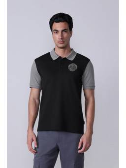 Reebok - Men Black Printed Cotton Blend Polo T-Shirt