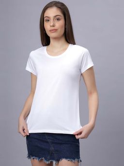 Quira - Womens Solid Regular Fit White T-Shirt