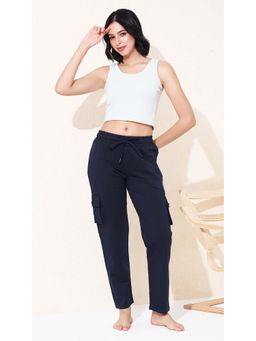 Quira - Womens Solid Regular Fit Navy Blue Pant