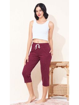 Quira - Womens Printed Regular Fit Red Capri