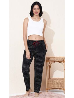 Quira - Womens Solid Regular Fit Black Printed Pyjama