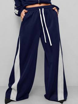 MIXT by Nykaa Fashion - Womens Mid Rise Stripes Wide Leg Trouser