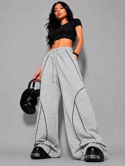 MIXT by Nykaa Fashion - Womens Wide Leg Contrast Stitching Trouser