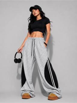 MIXT by Nykaa Fashion - Womens Colorblock Wide Leg Track Trouser