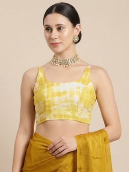 SALWAR STUDIO - Women'S Yellow Tie and Dye Round Neck Padded Blouse